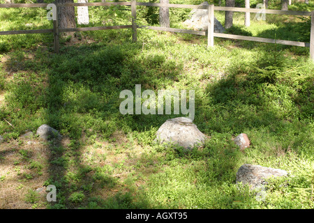 Reste von einem 6000 Jahre alten Steinzeit-Haus in Vrå, Schweden Stockfoto