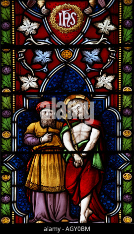 Glasfenster im Gloucester Kathedrale Gloucestershire in England Stockfoto