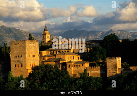 Die Alhambra gesehen aus San Nicolás Sicht Granada Andalusien Spanien Stockfoto
