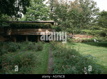 Lewis Lloyd House, der Heilige 153 wenig Marias Road, Libertyville, Illinois, 1939. Von außen. Architekt: Frank Lloyd Wright Stockfoto