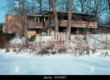 Lewis Lloyd House, der Heilige 153 wenig Marias Road, Libertyville, Illinois, 1939. Von außen. Architekt: Frank Lloyd Wright Stockfoto