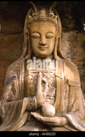 Mittelalterliche buddhistische Höhlenkunst Dazu China 2 Stockfoto