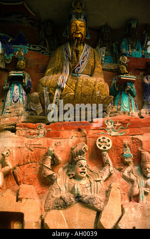 Mittelalterlichen buddhistischen Höhlenmalereien an Dazu Höhlen China 9 Stockfoto