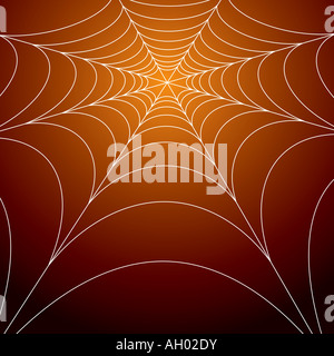 Spinnen-Web auf einem hellen orange gruselige Hintergrund Stockfoto