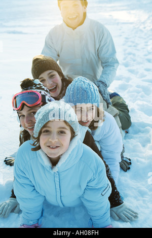 Gruppe, die Spaß im Schnee, Porträt Stockfoto