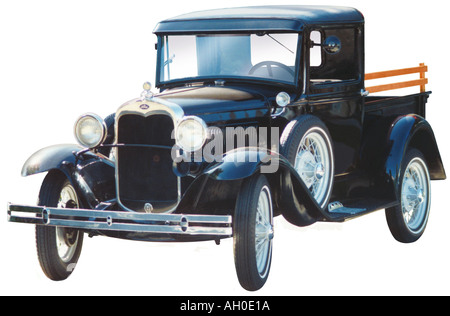 Ausschnitt-Bild eines schwarzen 1929 Ford Model A Roadster Pickup Trucks Stockfoto