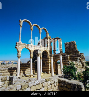 Anjar Libanon Ruinen von Calif Malik südlichen Bezirk im 8. Jahrhundert Umayyaden im römischen Stil gebaut Stockfoto