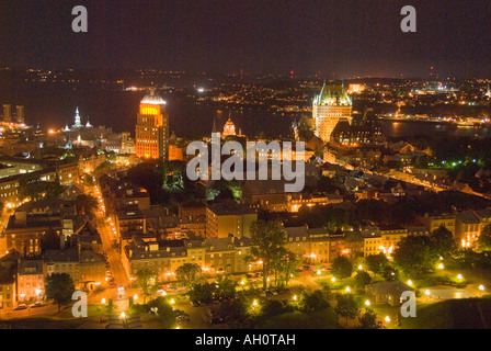 Kanada-Quebec Quebec City Night Zeit Luftbild von Québec (Stadt) und die St.-Lorenz-Strom Stockfoto