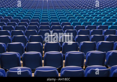Sitzreihen blau Kunststoff im Stadion Australien Olympische Spiele Website Sydney New South Wales Australien Stockfoto