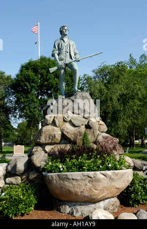 Denkmal von Captain John Parker an Lexington Battle Green Stelle der Beginn der amerikanischen Revolution Stockfoto