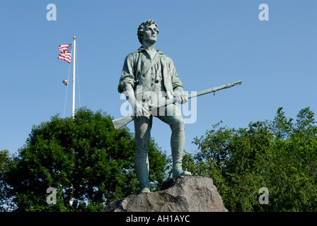 Denkmal von Captain John Parker an Lexington Battle Green Stelle der Beginn der amerikanischen Revolution Stockfoto