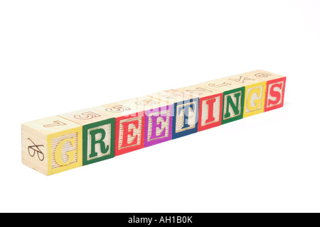 Alphabet Blocks - Grüße Stockfoto