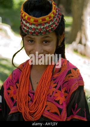 Kalasha Mädchen Porträt, Rumbur-Tal, Pakistan Stockfoto