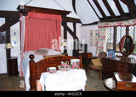 Tudor Schlafzimmer, Dorney Gericht, Dorney, Berkshire, England, Vereinigtes Königreich Stockfoto