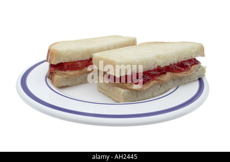 Erdnussbutter und Marmelade Sandwich Silhouette auf weißem Hintergrund Stockfoto