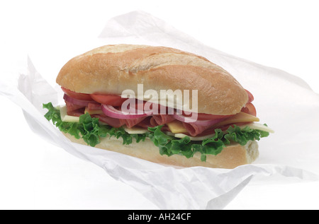 Italienische u-Boot-Sandwich Silhouette auf weißem Hintergrund Stockfoto