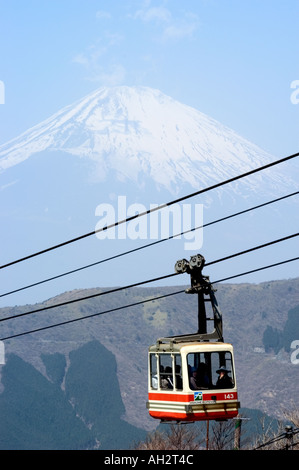 Mount Fuji 3776m Seil Weg Seilbahn Hakone Insel Honshu, Japan Stockfoto