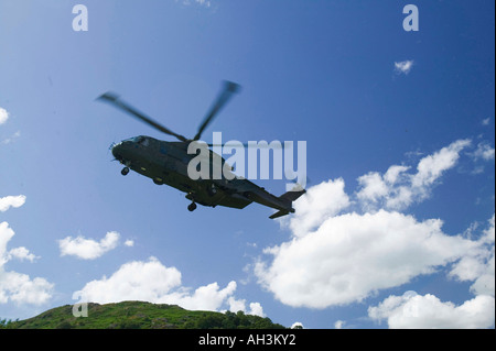 ein Armee-Hubschrauber abheben, Ambleside, Cumbria, UK Stockfoto