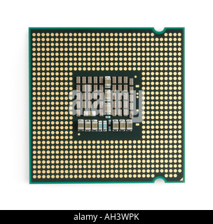 Intel Core 2 Quad Q6600 CPU Quad Core Computer Prozessor Closeup LGA775 Buchsenkontakte Stockfoto