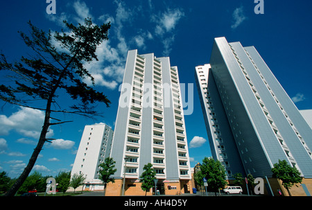 Berlin. Marzahn. Marzahner Promenade. Hochhäuser. Stockfoto