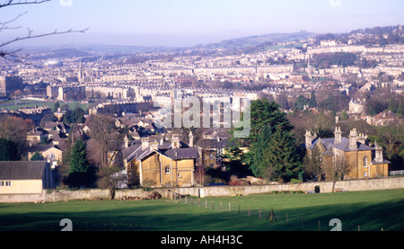 Blick über Bad Stadtzentrum aus Beecehn Cliff Bad Somerset England Stockfoto