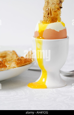 Frühstück weich gekochtes Bio-Ei Stockfoto