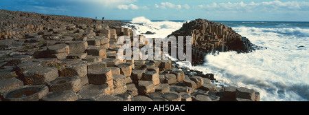 County Antrim, Nordirland Giants Causeway, Basalt Felsen Spalten Stockfoto