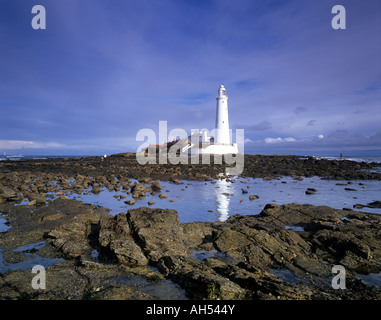 St Mary's Leuchtturm in Whitley Bay, Tyne & Wear, ist eine beliebte Sehenswürdigkeit und Wahrzeichen Stockfoto