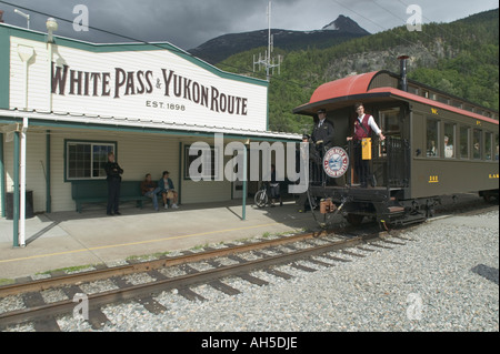 Der White Pass Zug in Skagway-Station Alaska USA Stockfoto