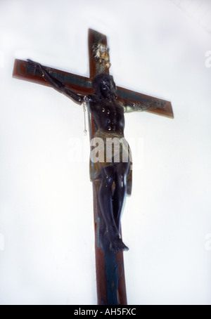 Nevis St James Anglican Church schwarzen Jesus Crucifix Nr Brick Kiln Dorf Stockfoto