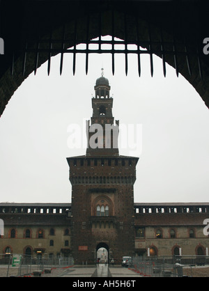 Turm des Castello Sforzesco Mailand Italien September 2007 Stockfoto