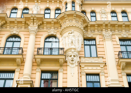 Gebäude im Jugendstil-Viertel, Riga Stockfoto