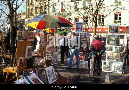 Künstler in Place de Tetra Montmarte Paris France Stockfoto