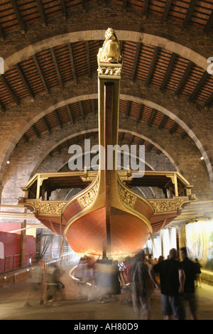 Barcelona Spanien Maritime Museum Bug der Replik von Juan der österreichischen Küche, die in der Schlacht von Lepanto 1571 kämpfte Stockfoto