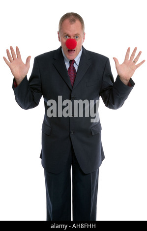 Geschäftsmann, tragen eine Clownsnase Stockfoto