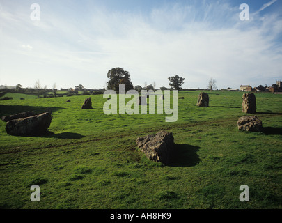 Reste von drei Steinkreise in Somerset Dorf von Stanton Drew Stockfoto