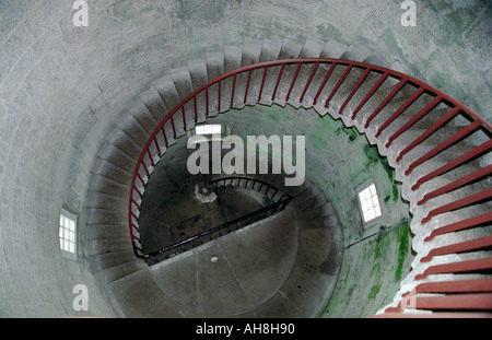 Auf der Treppe des alten Leuchtturms auf Lundy Island Bristolkanal England anzeigen Stockfoto