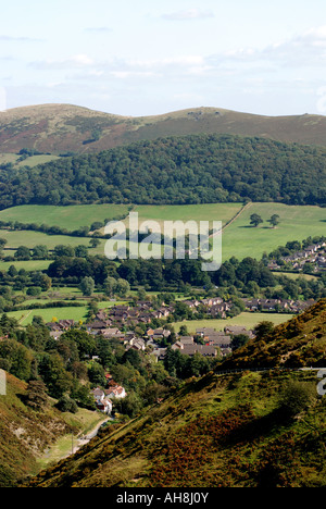 Blick vom Kardieren Mill Valley über kirchliche Stretton, Shropshire, England, UK Stockfoto