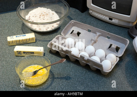 Schokoladenkekse Backen verwendeten Zutaten Stockfoto