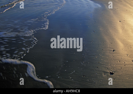 Wellen Rollen am Sandstrand Stockfoto
