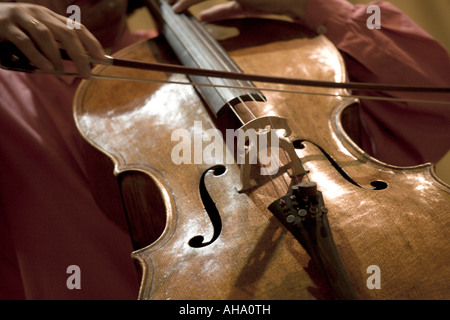 Musik klassische Algorithmus Cellospieler Instrument Zeichenfolge Instrumentalist instrumental Orchester Symphonie tunes Musik-Theorie-Konzert Stockfoto