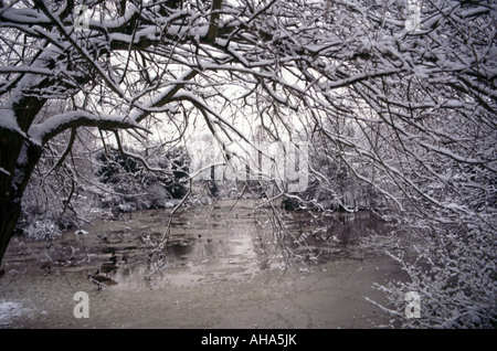 Dulwich Park-See im Winter South London England Stockfoto