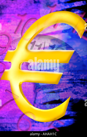 Euro-Symbol auf Uhr Stockfoto