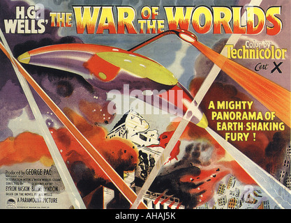 DAS WAR OF THE WORLDS-Plakat für 1953 Paramount Film basierend auf dem Roman von HG Wells Stockfoto