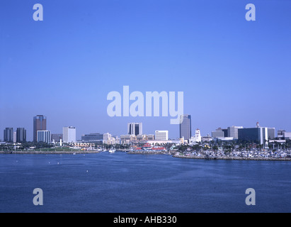 Long Beach City über den Hafen von der Queen Mary betrachtet betrachtet Stockfoto