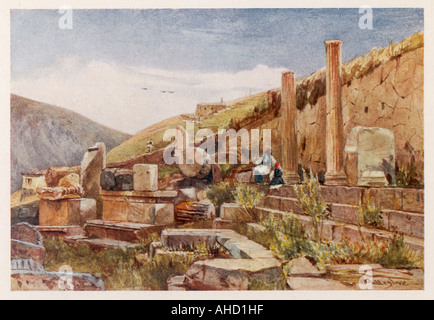 Griechenland-Delphi-Portikus Stockfoto