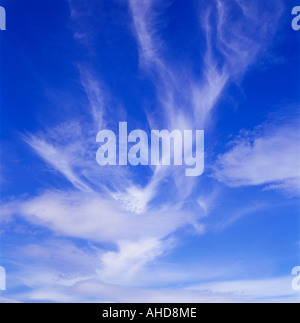 Cirruswolken in einem blauen Sommerhimmel Hay-on-Wye Powys Wales UK KATHY DEWITT Stockfoto