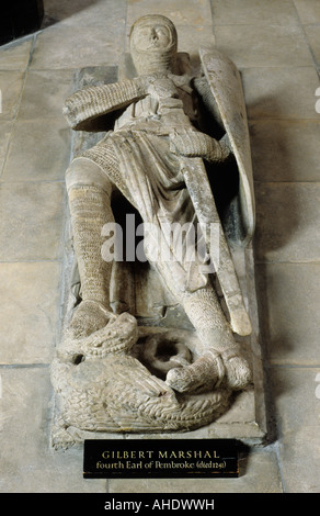 Tempel Kirche London Kreuzritter Ritter Ritter Stein Liegerad Bildnis Gilbert Marshall Earl of Pembroke 1241 mittelalterlichen geschnitzt Stockfoto