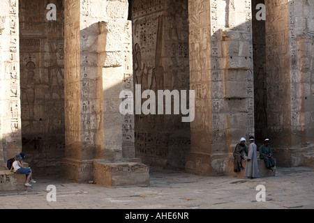 Tempelanlage von Medinet Habu, Leichenhalle Tempel von Ramses III Stockfoto