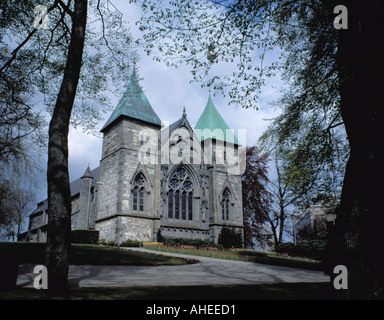 Ostfassade des Stavanger Domkirke (Kathedrale), Stavanger, Rogaland, Norwegen. Stockfoto